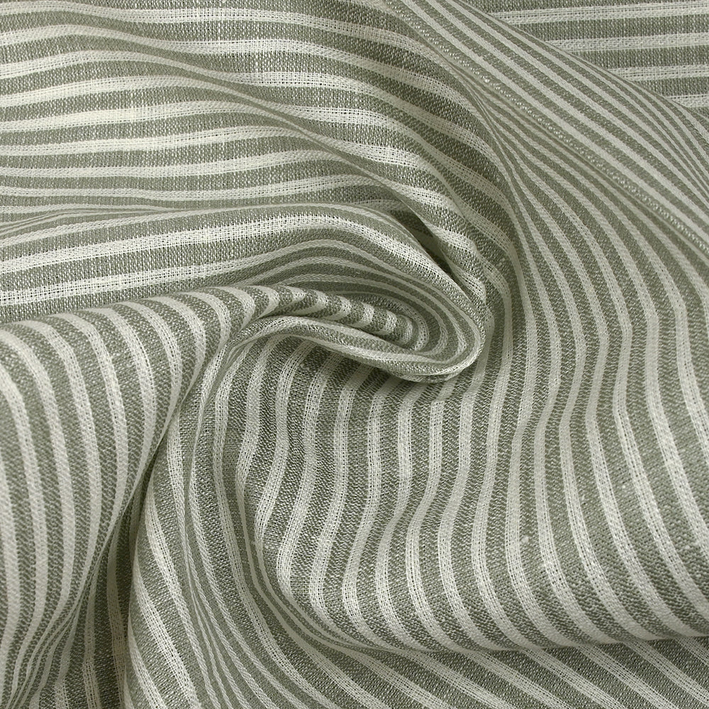 100% Lin rayé gris et blanc - Image 2