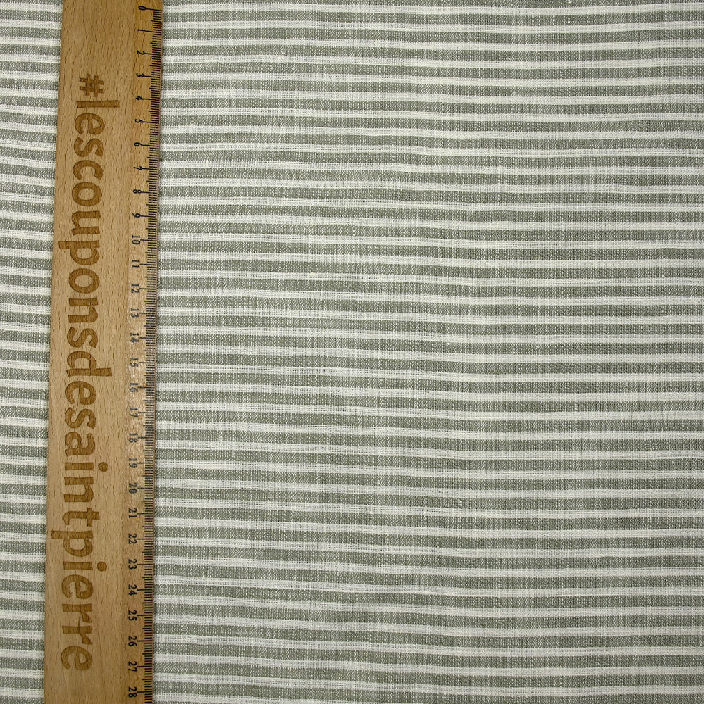 100% Lin rayé gris et blanc - Image 3