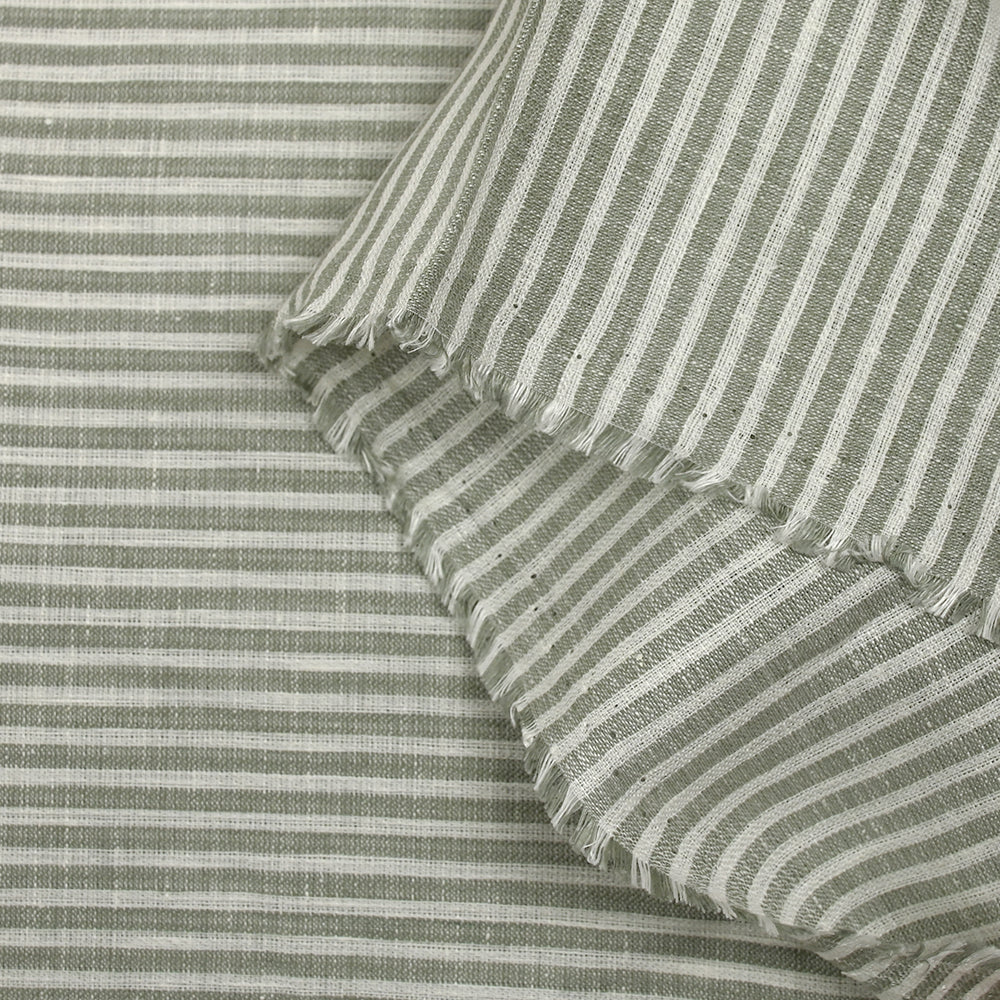 100% Lin rayé gris et blanc - Image 6