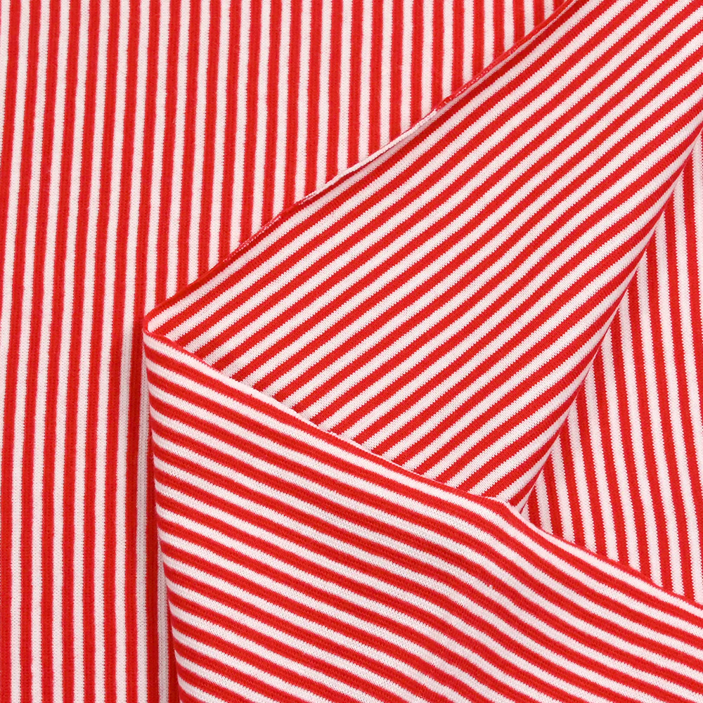 Bord-côte tubulaire rayures rouge vendu au mètre - Image 5