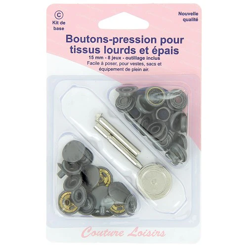 Boutons pression pour tissus lourds et épais - Noir