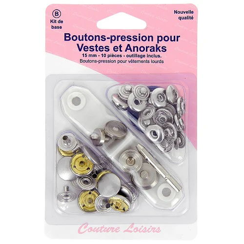 Boutons pression pour veste et anoraks - Argent