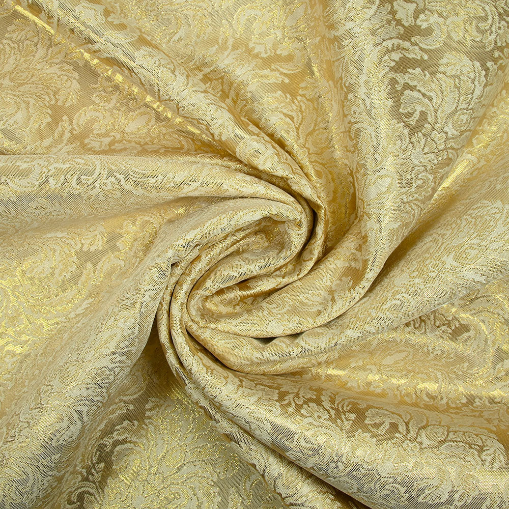 Brocart lamé doré baroque fond écru - Image 2