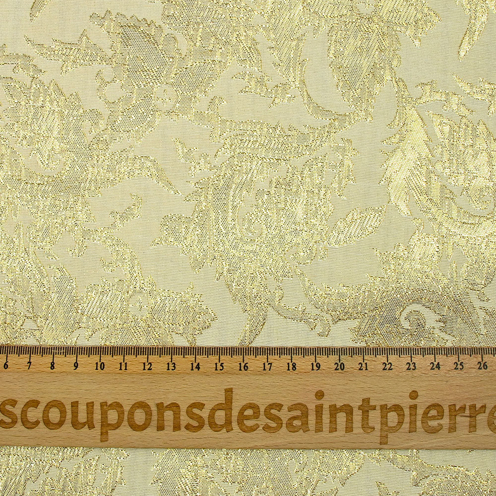 Brocart lamé doré rococo fond écru - Image 3