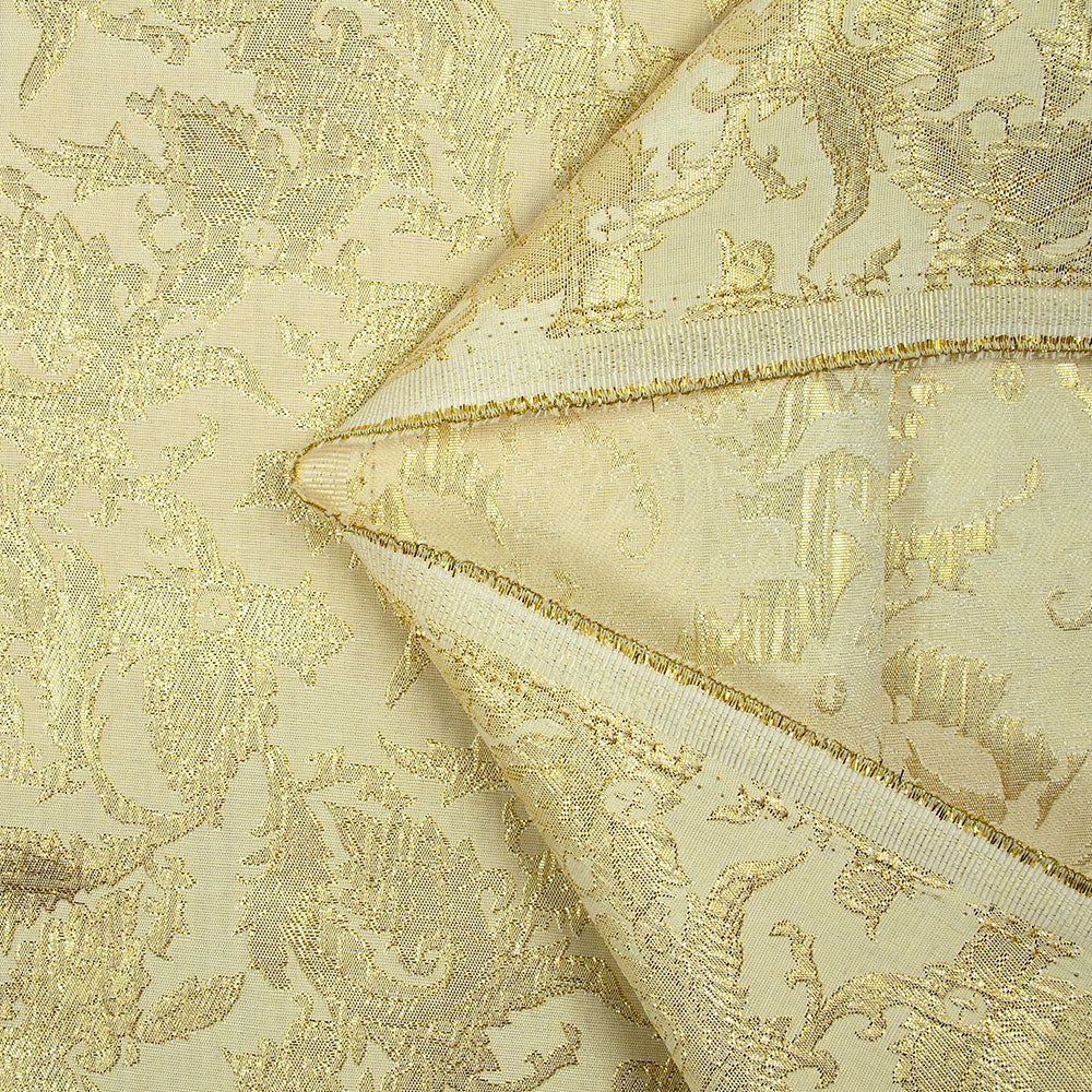 Brocart lamé doré rococo fond écru - Image 4