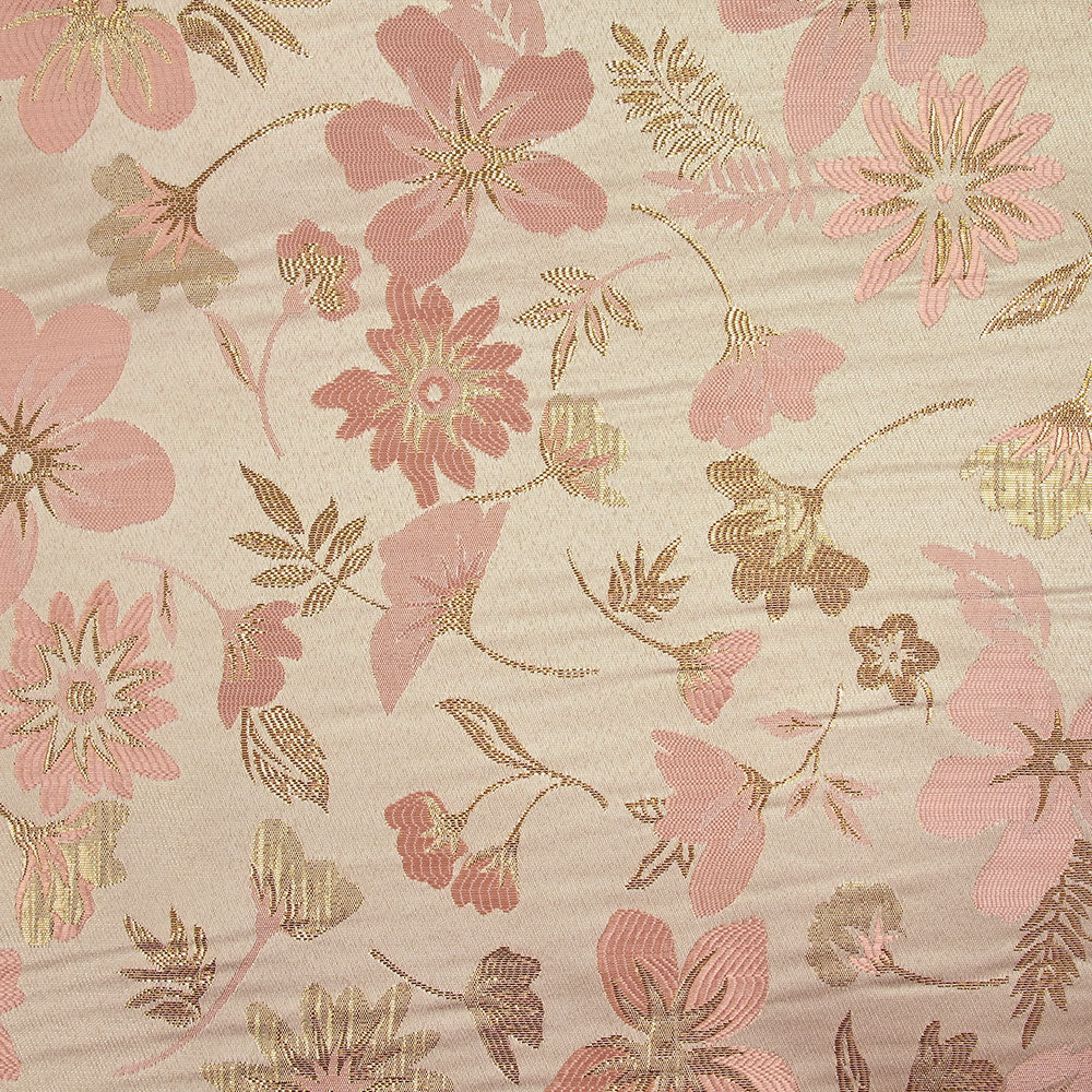 Brocart lamé éclat de fleurs doré et rose dragée - Image 5