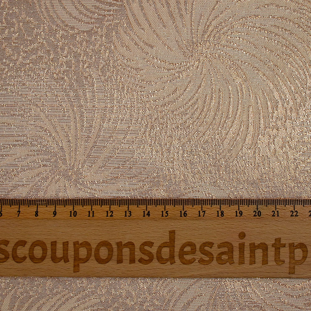 Brocart lamé feu d'artifice rose cuivré fond écru - Image 3