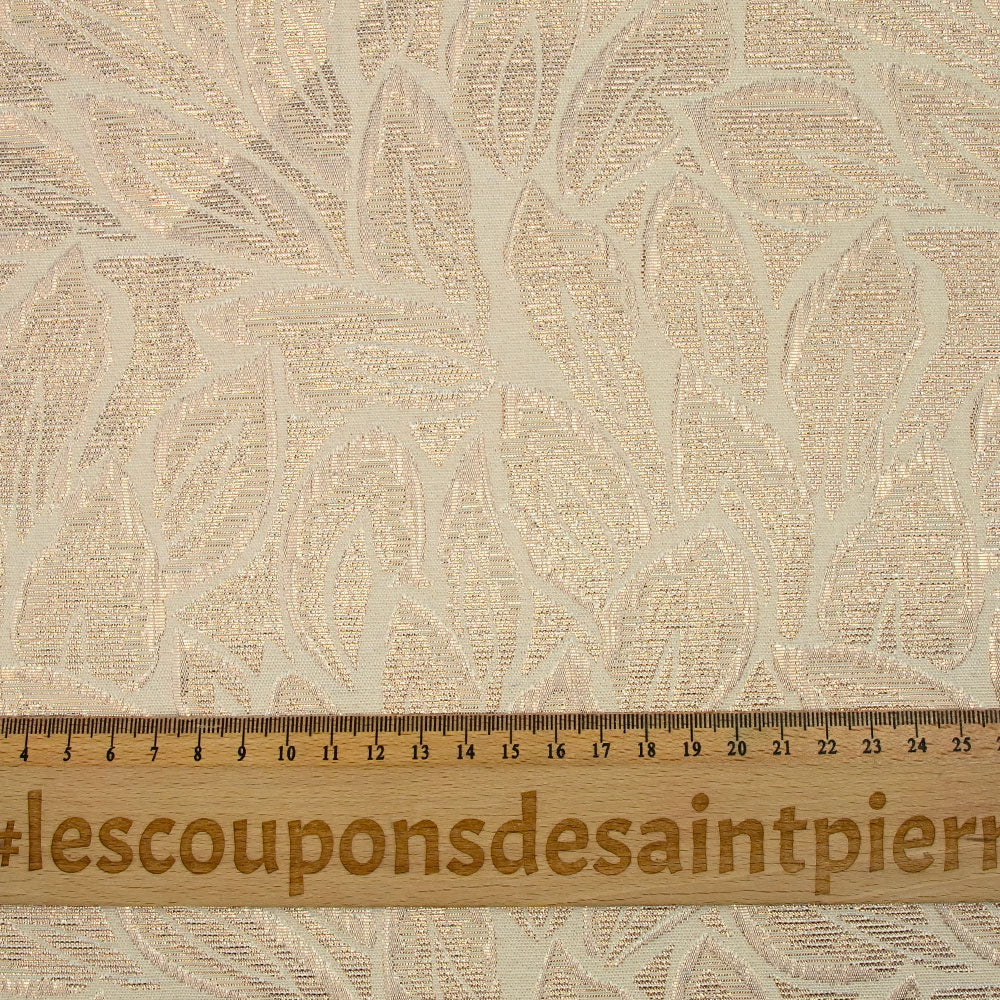 Brocart lamé rose feuillage fond blush - Image 3