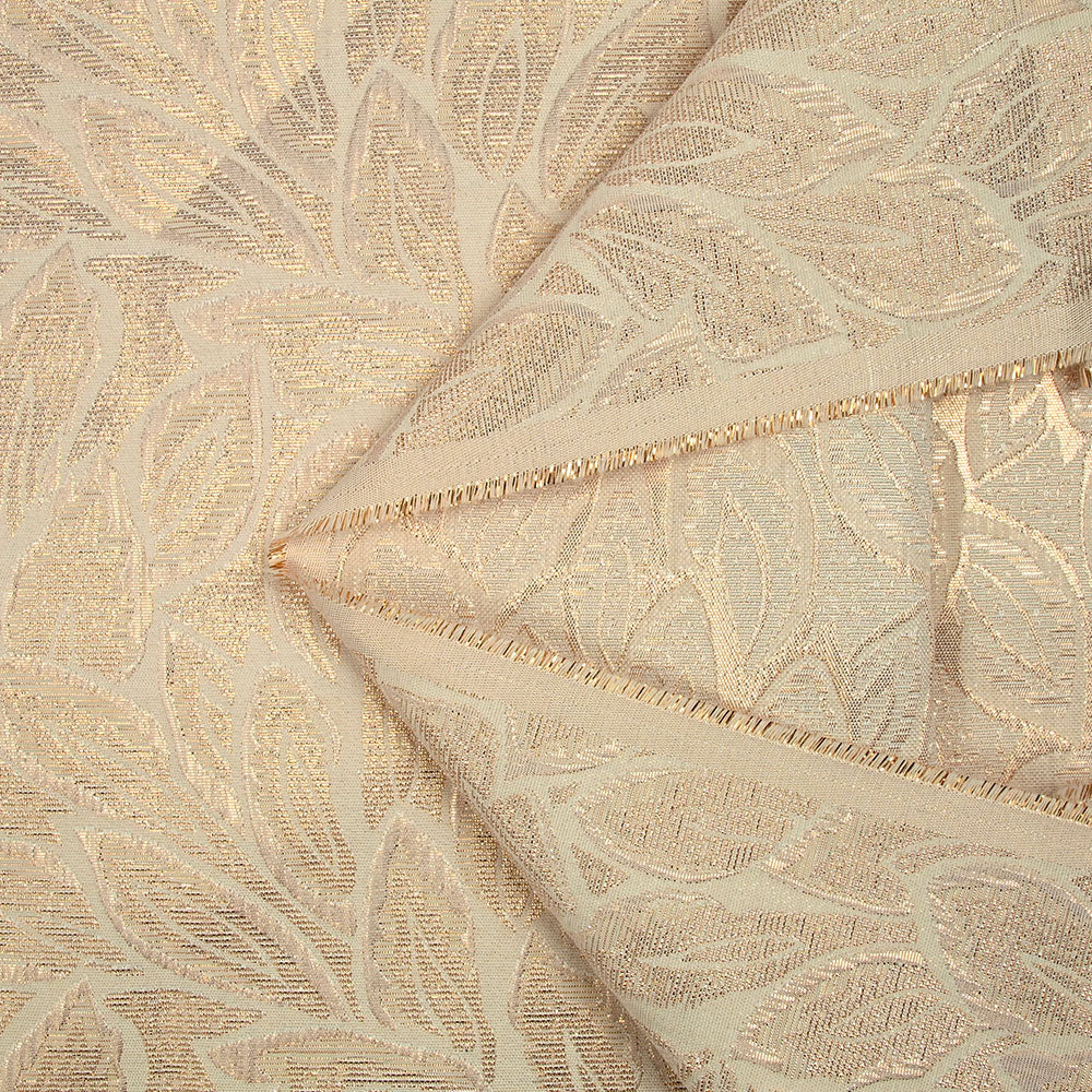 Brocart lamé rose feuillage fond blush - Image 4