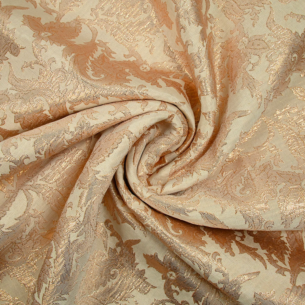 Brocart lamé rose rococo fond blush - Image 2
