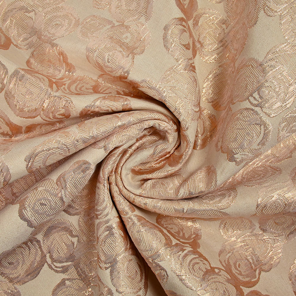 Brocart lamé rose vive les roses fond blush - Image 2