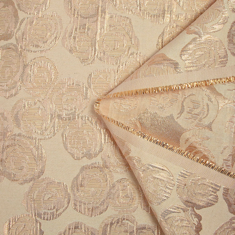 Brocart lamé rose vive les roses fond blush - Image 3