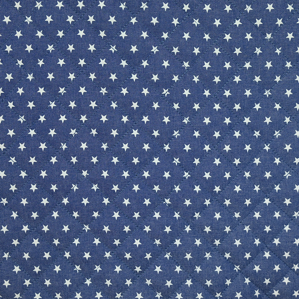 Chambray matelassé imprimé étoiles