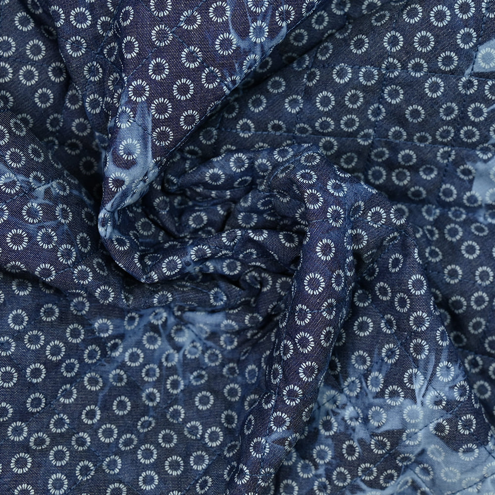 Chambray matelassé imprimé tie and dye cercle en pétales - Image 2