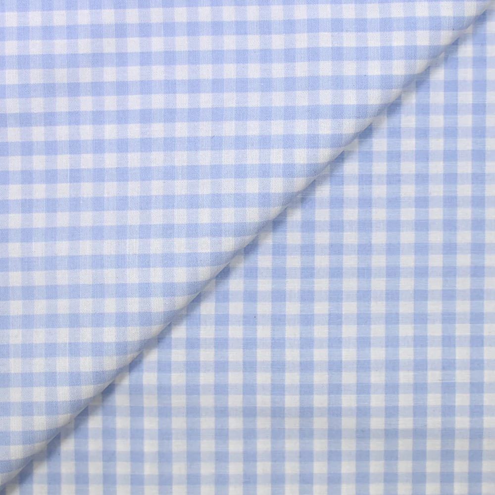 Coton à carreaux 5mm ciel et blanc - Image 3