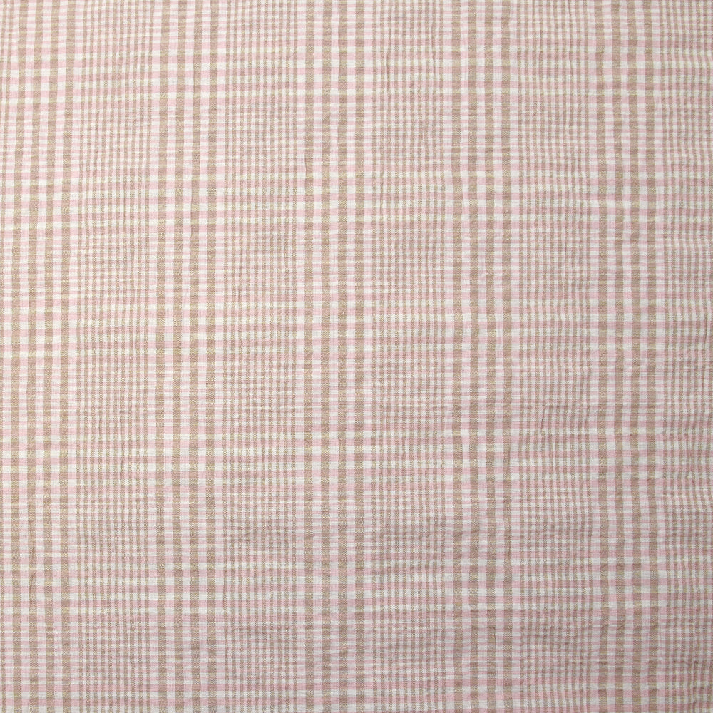 Coton à carreaux froissé rose et taupe fond blanc - Image 4