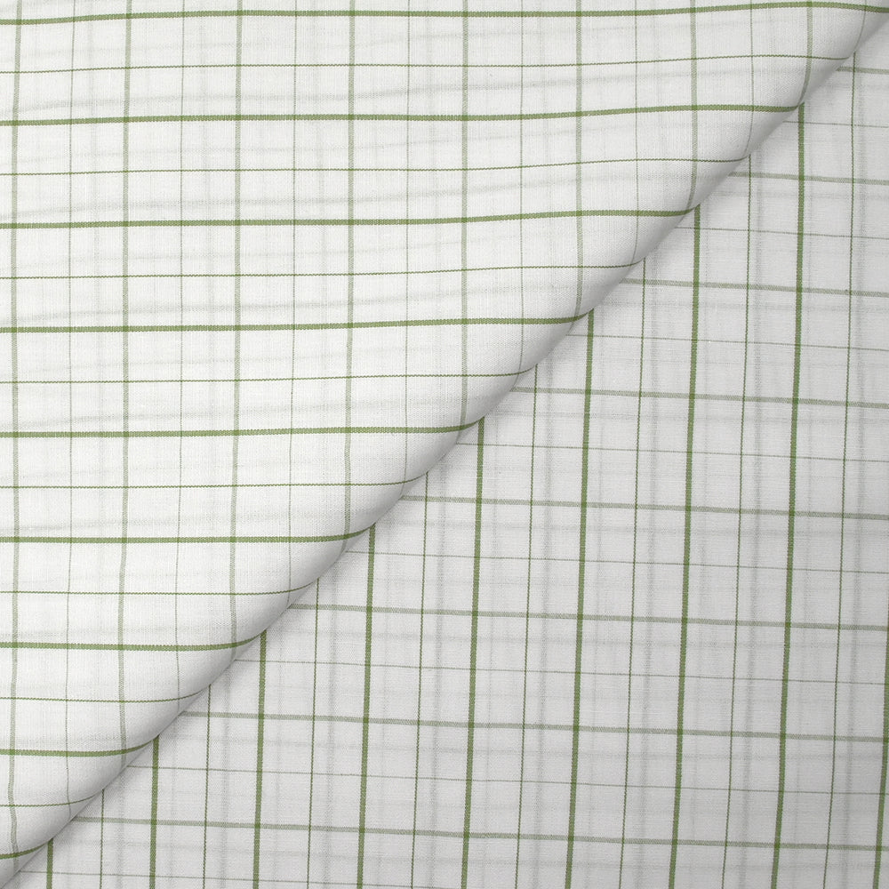 Coton à carreaux vert sauge fond blanc