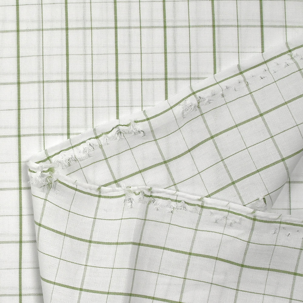 Coton à carreaux vert sauge fond blanc - Image 5