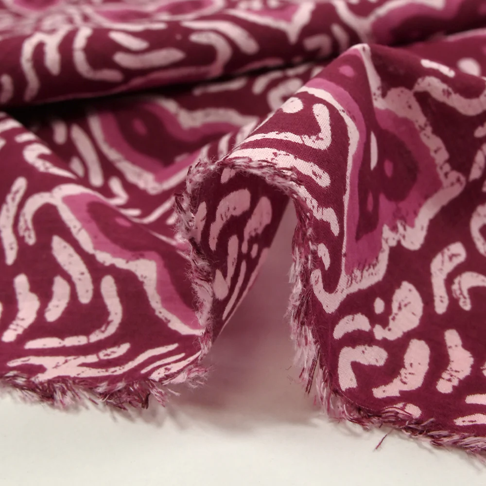 Coton batik imprimé Jodhpur fond lie de vin - Image 6
