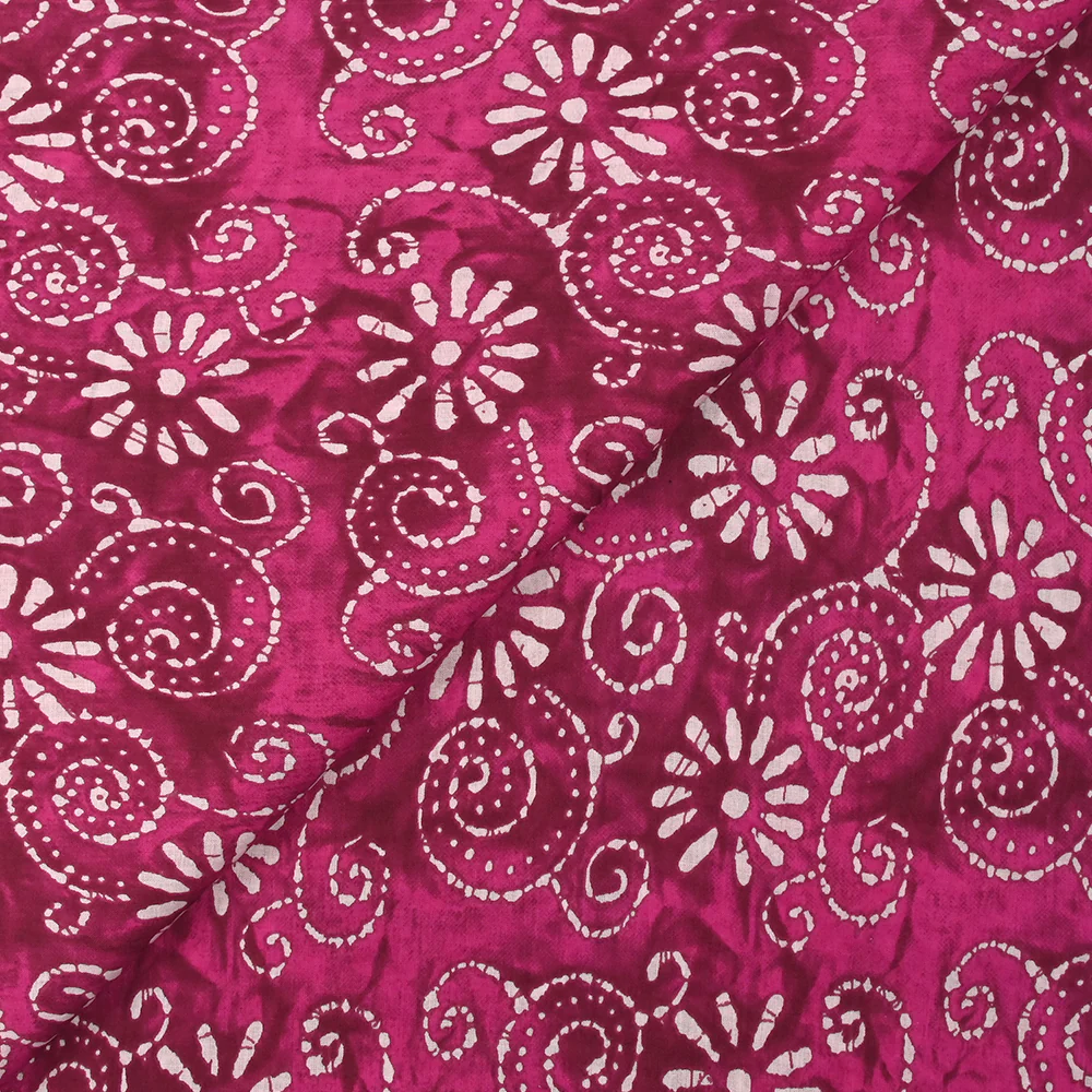 Coton batik imprimé Udaipur fond fuchsia - Image 4