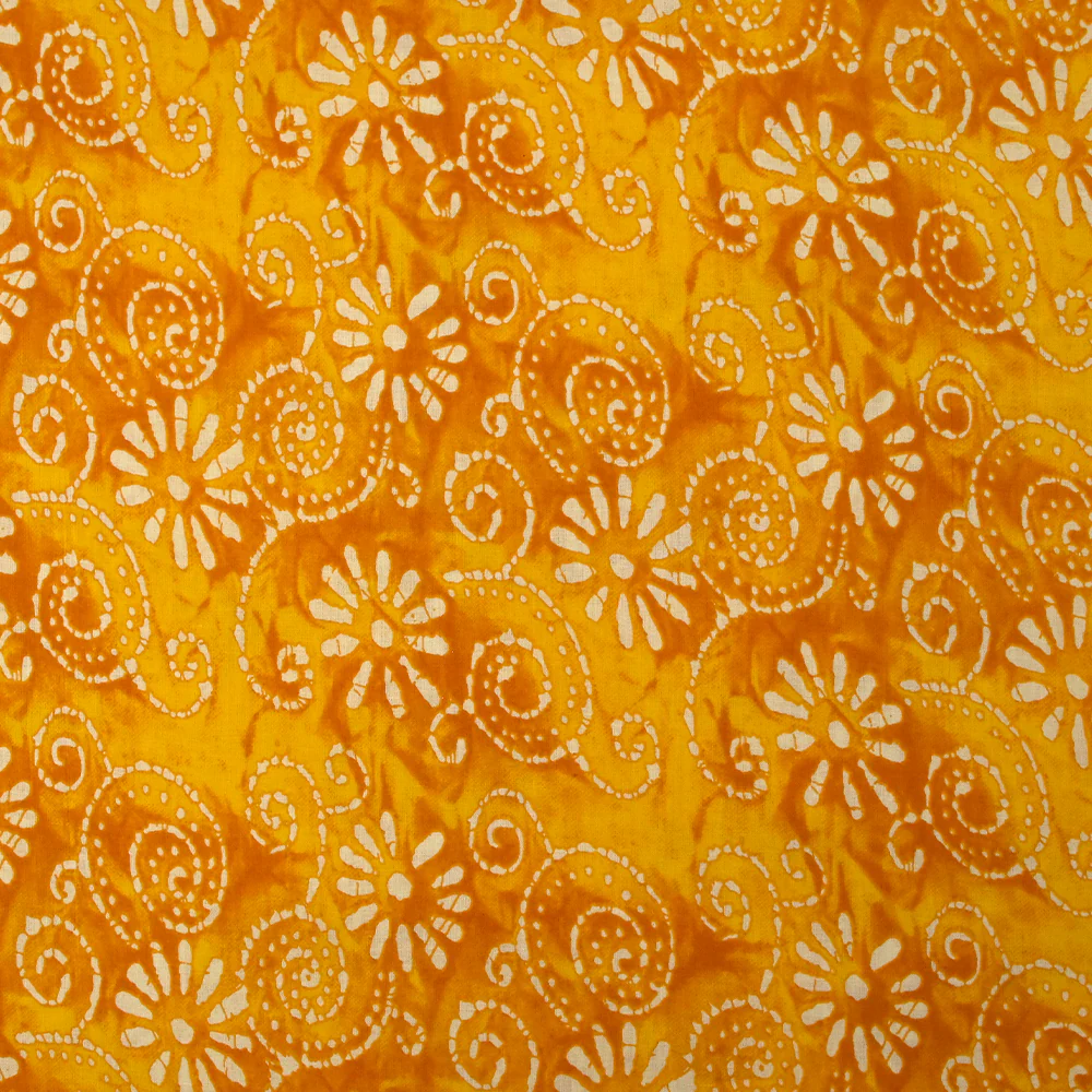 Coton batik imprimé Udaipur fond jaune