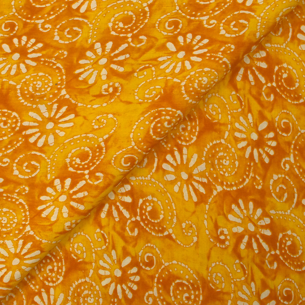 Coton batik imprimé Udaipur fond jaune - Image 4