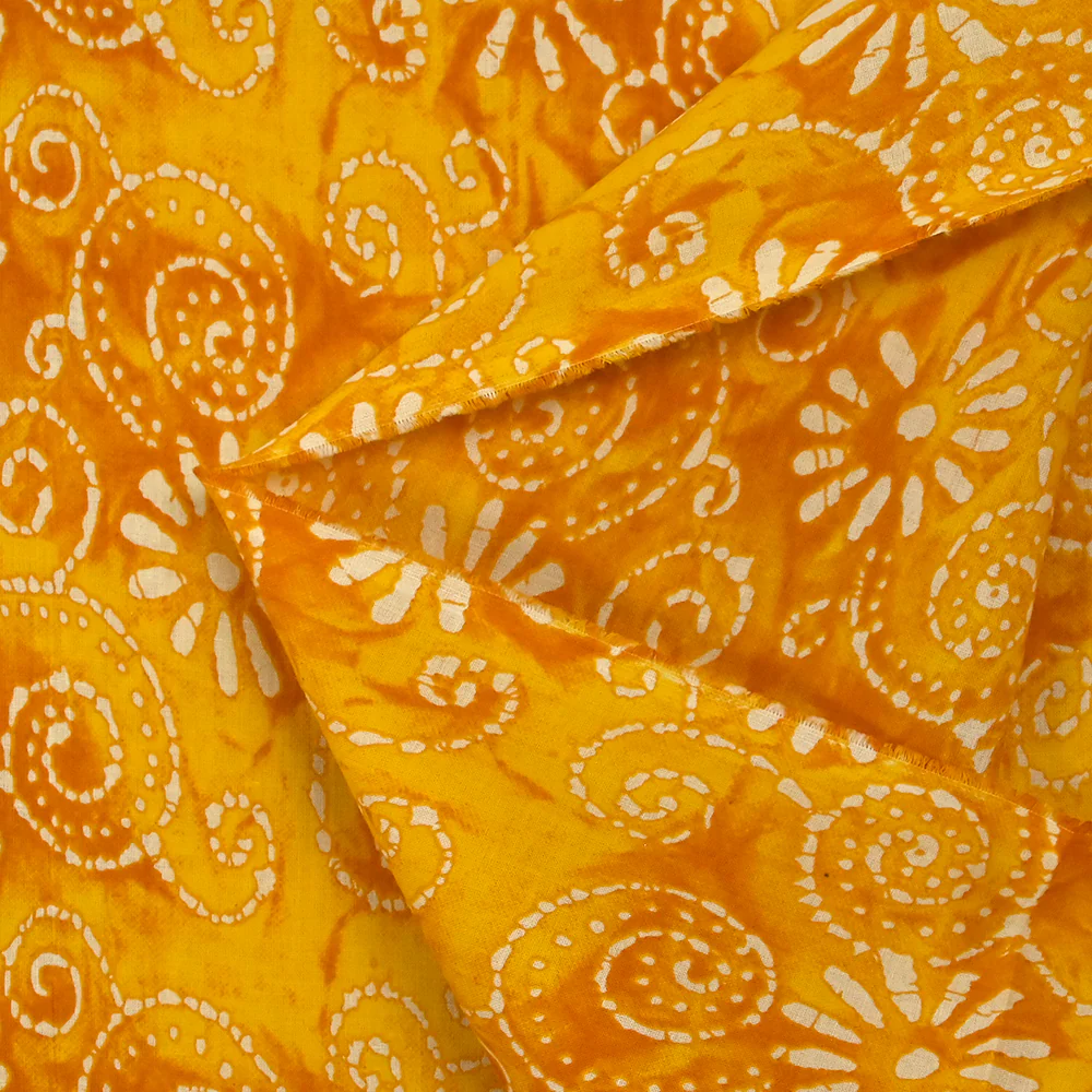 Coton batik imprimé Udaipur fond jaune - Image 5