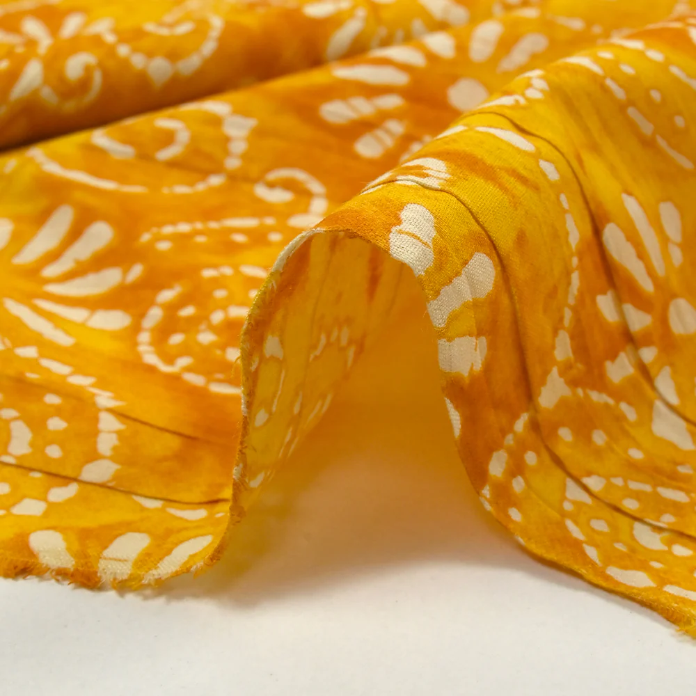 Coton batik imprimé Udaipur fond jaune - Image 6