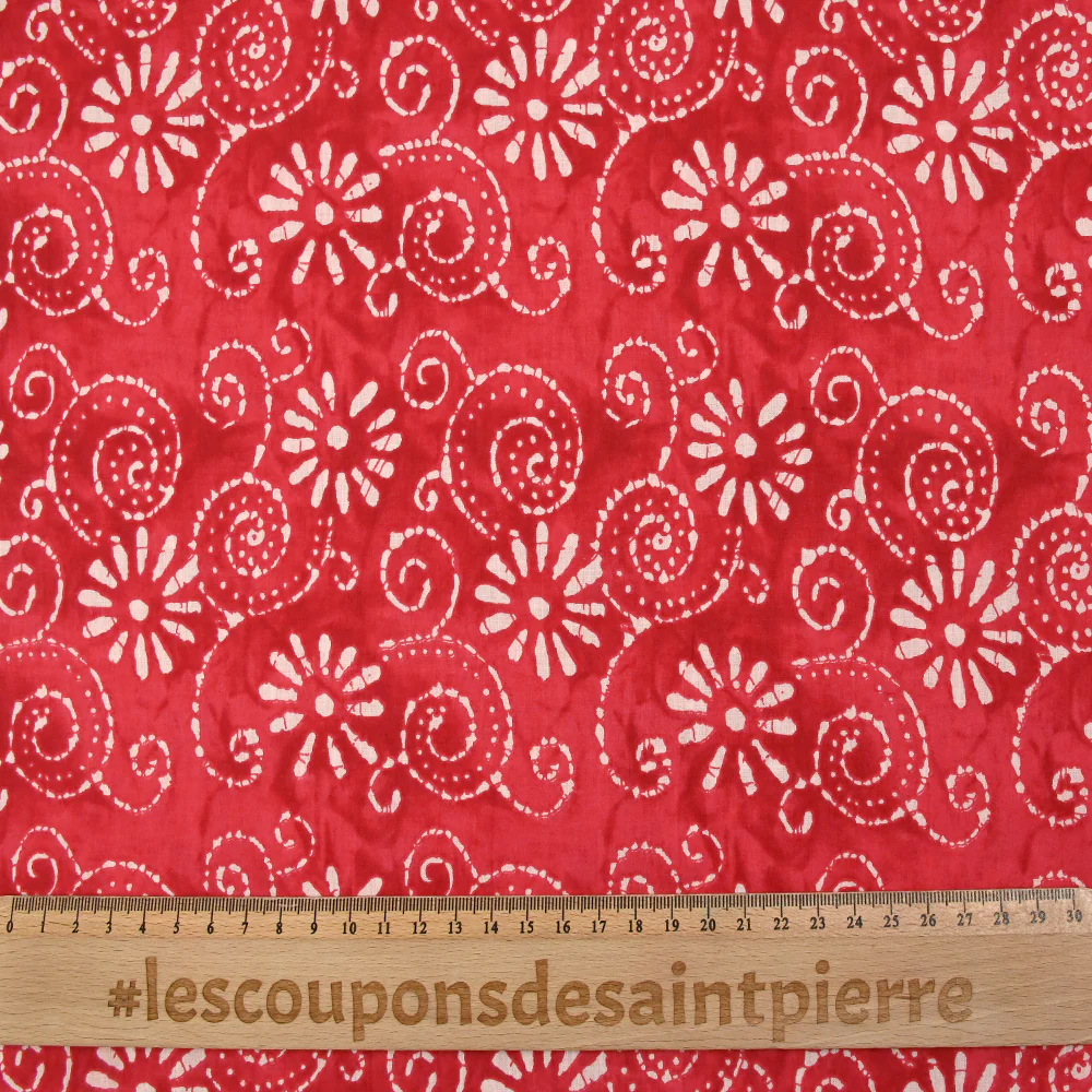Coton batik imprimé Udaipur fond rouge - Image 3
