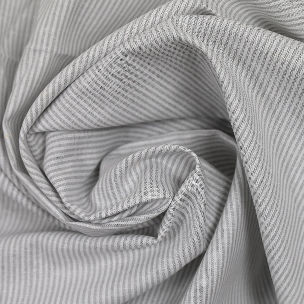 Coton fin rayé gris et blanc - Image 2