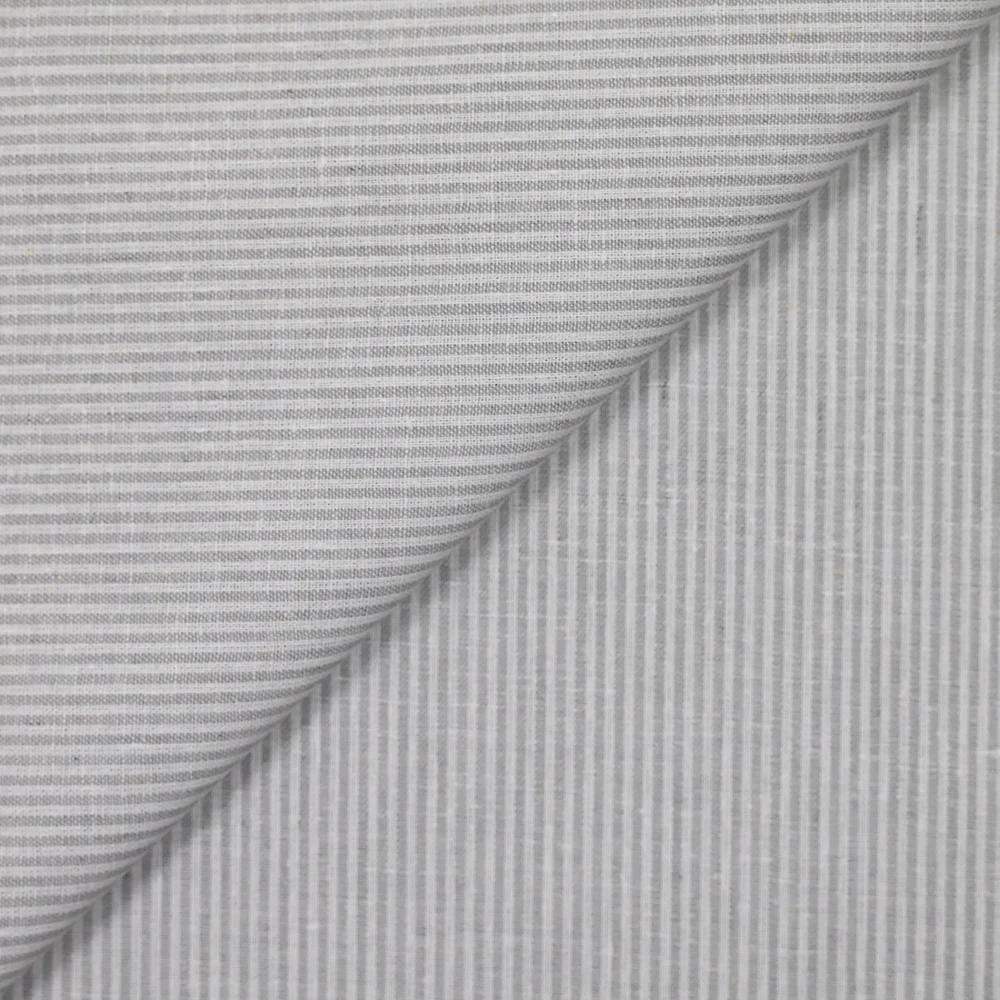 Coton fin rayé gris et blanc - Image 3