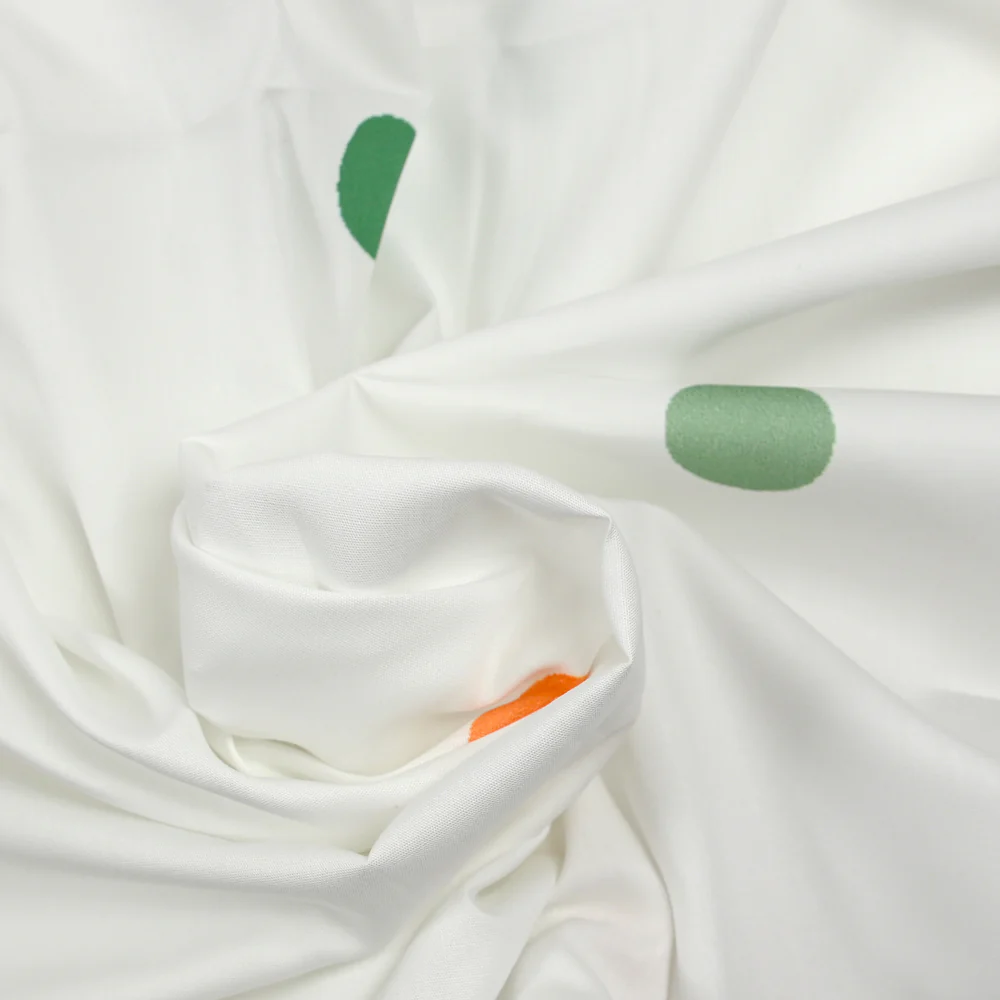 Coton imprimé à pois colorés fond blanc - Image 2