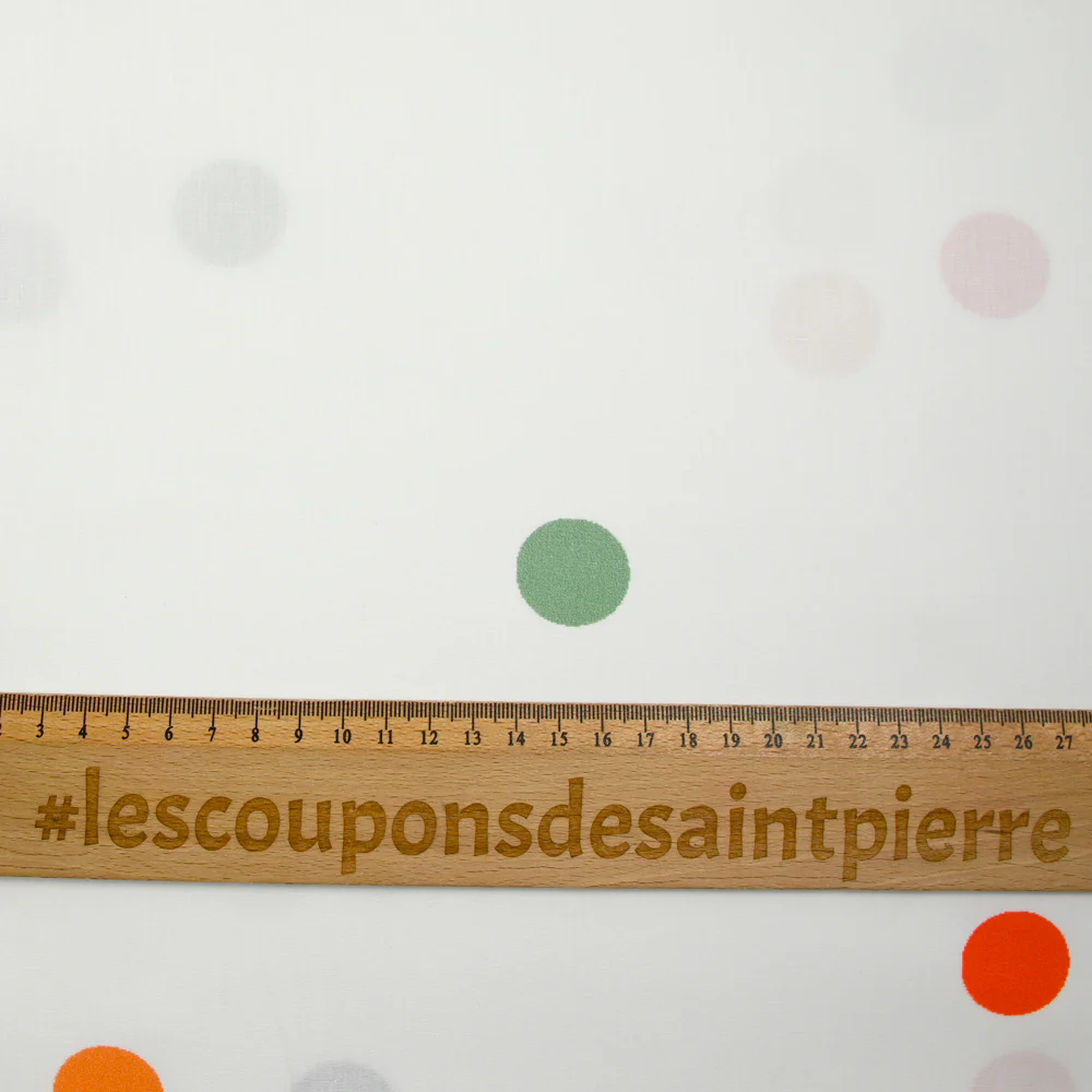 Coton imprimé à pois colorés fond blanc - Image 3