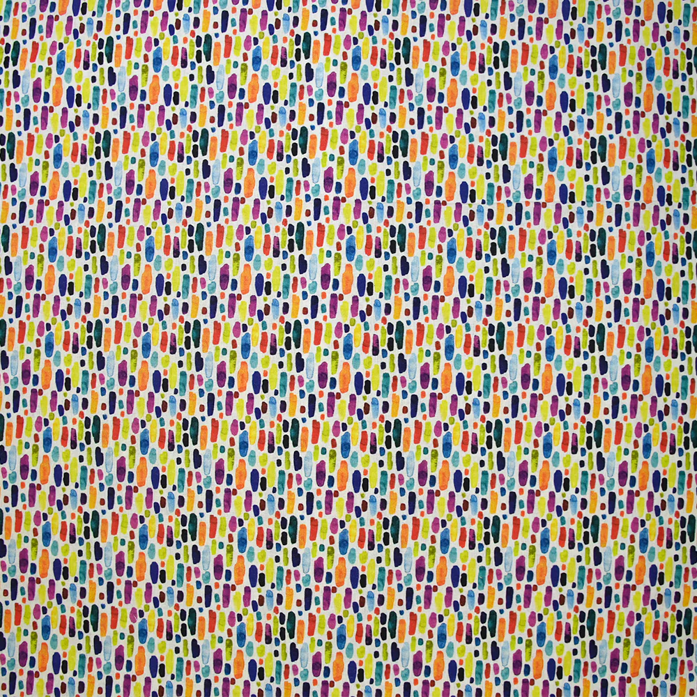Coton imprimé briques multicolore fond blanc