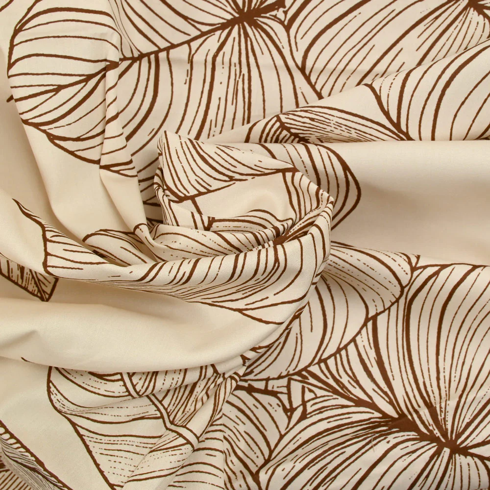Coton imprimé caladium fond beige - Image 2