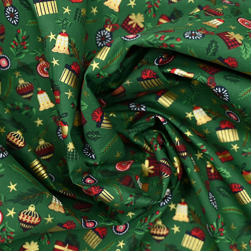 Coton imprimé et doré accessoires fond vert - Image 2