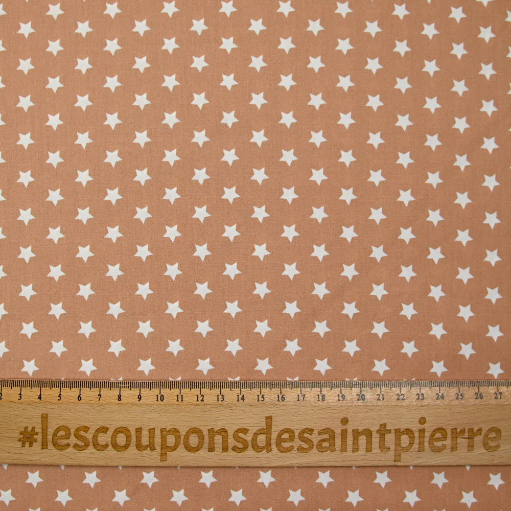 Coton imprimé étoile 1cm marron glacé - Image 3