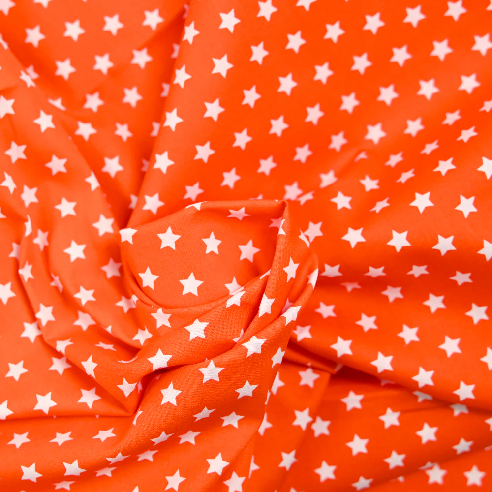 Coton imprimé étoile 1cm orange - Image 2