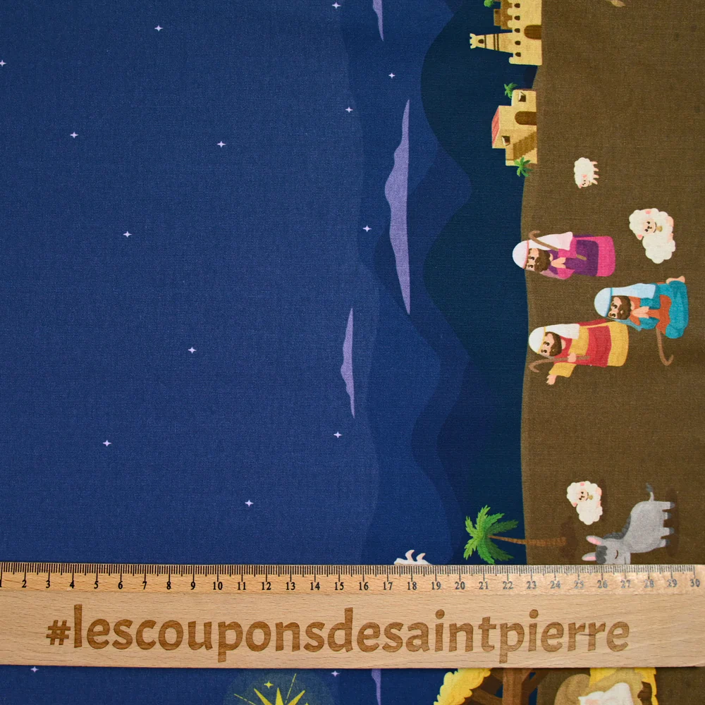 Coton imprimé les rois mages fond marine - Image 3