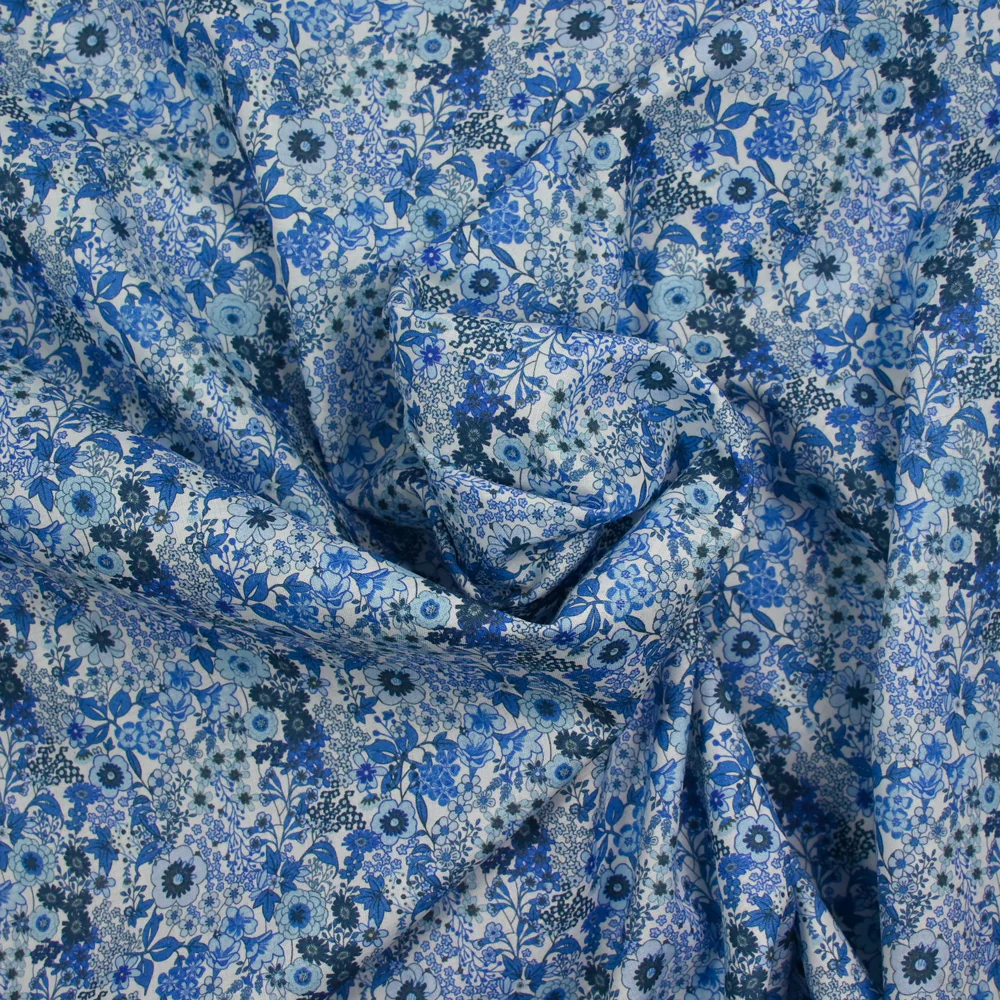 Coton imprimé Matilde fleurs bleu au mètre - Image 3