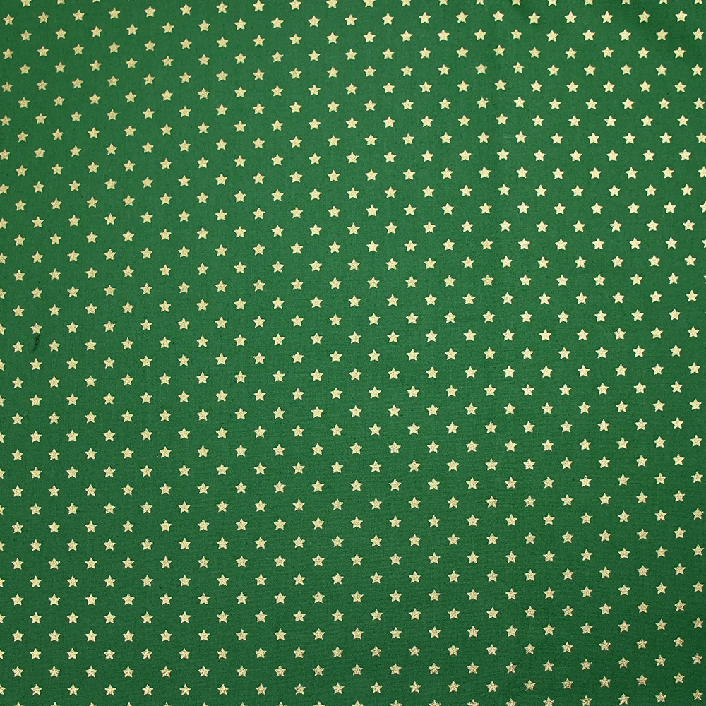 Coton imprimé mini étoile dorée fond vert