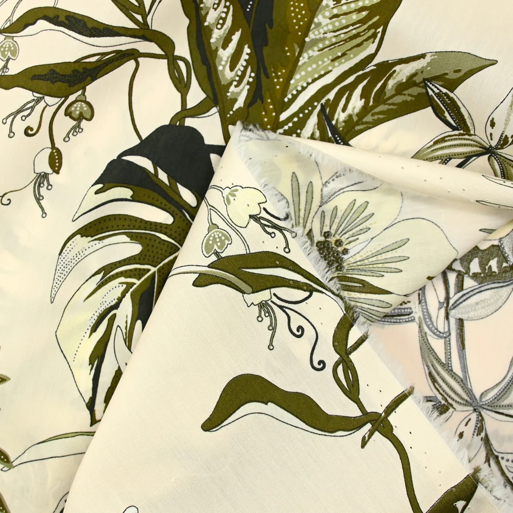 Coton imprimé monstera variegata fond écru - Image 4