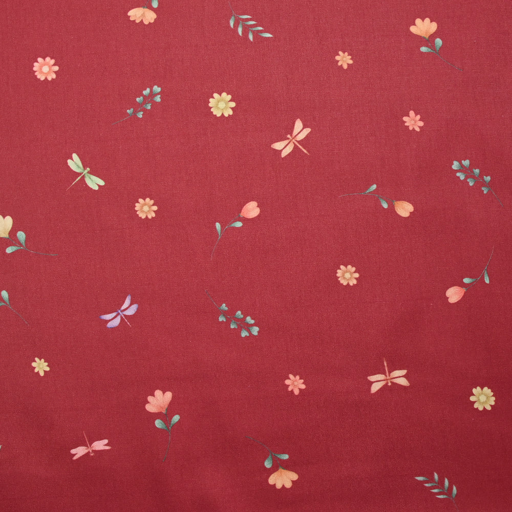 Coton imprimé montgolfière fond rouge tomette - Image 3