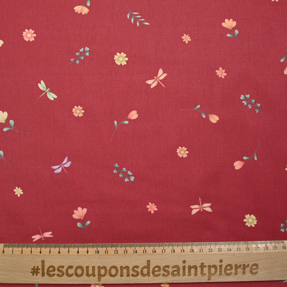 Coton imprimé montgolfière fond rouge tomette - Image 4