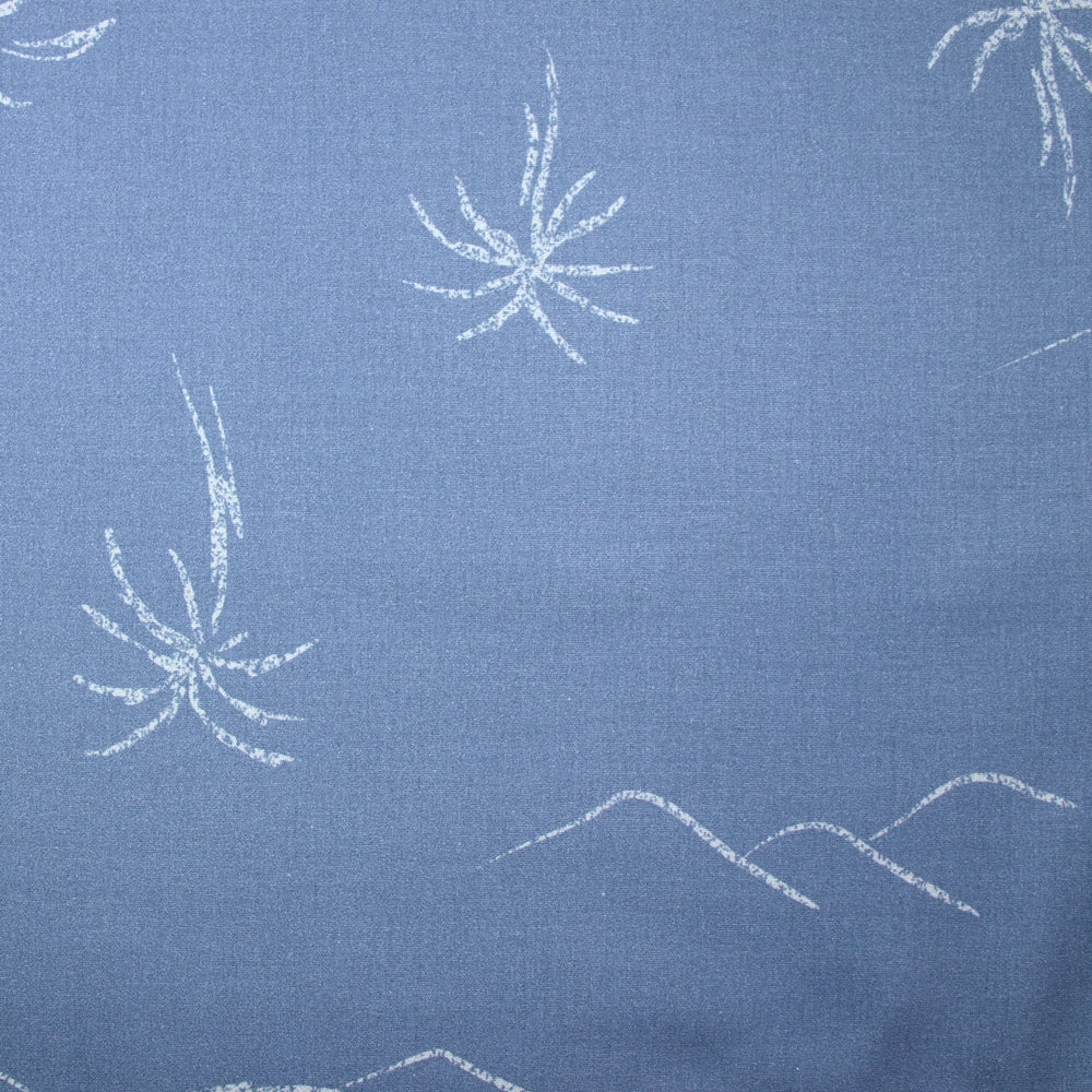 Coton imprimé palmier fond bleu lavande