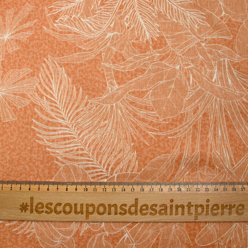 Coton imprimé palmier fond orange brûlé - Image 4