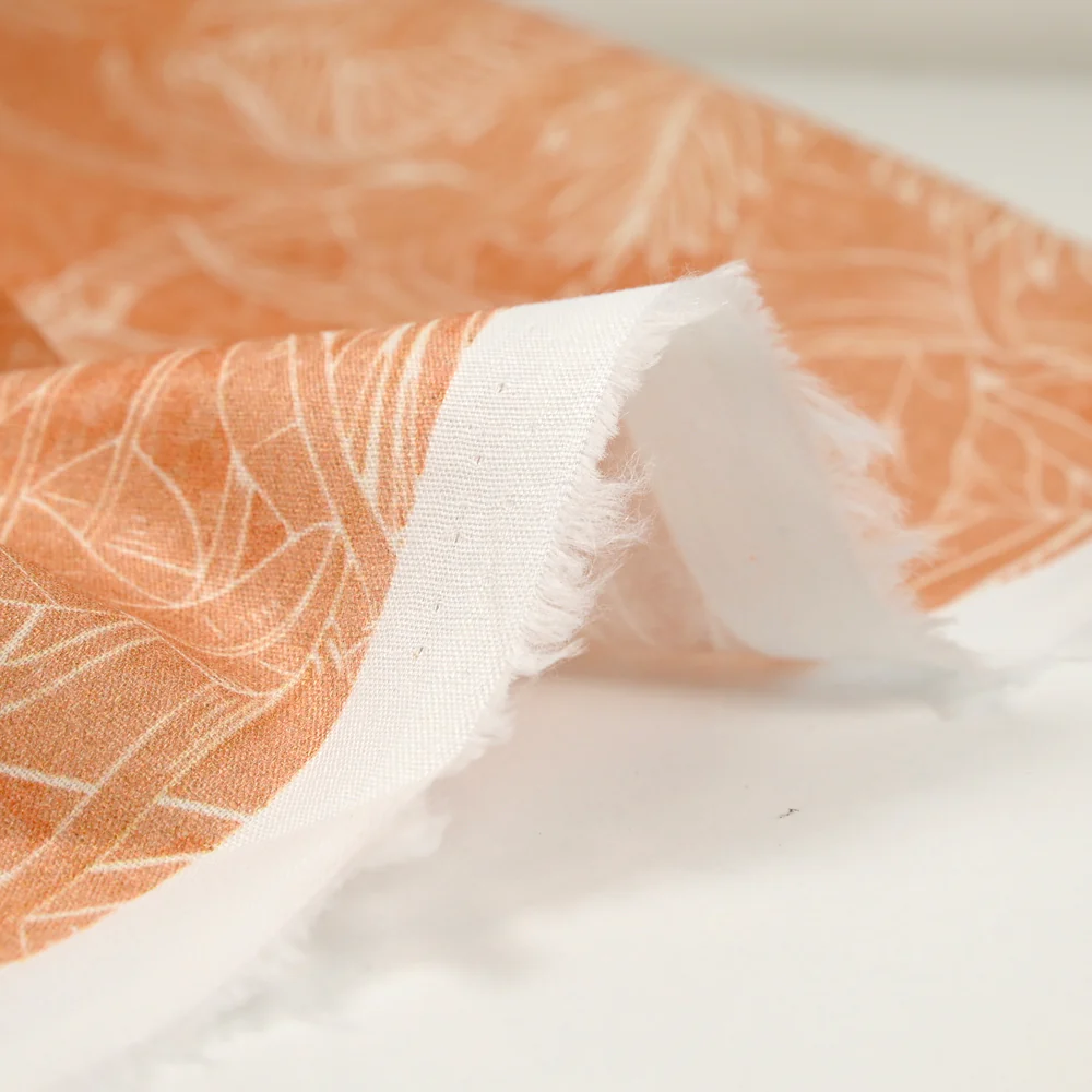 Coton imprimé palmier fond orange brûlé - Image 5