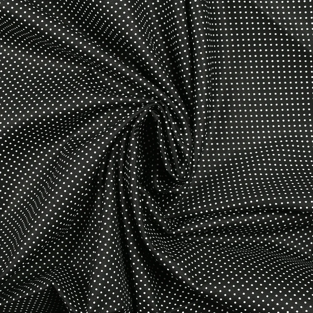 Coton imprimé pois 1mm fond noir - Image 2