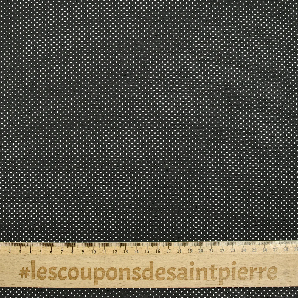 Coton imprimé pois 1mm fond noir - Image 3