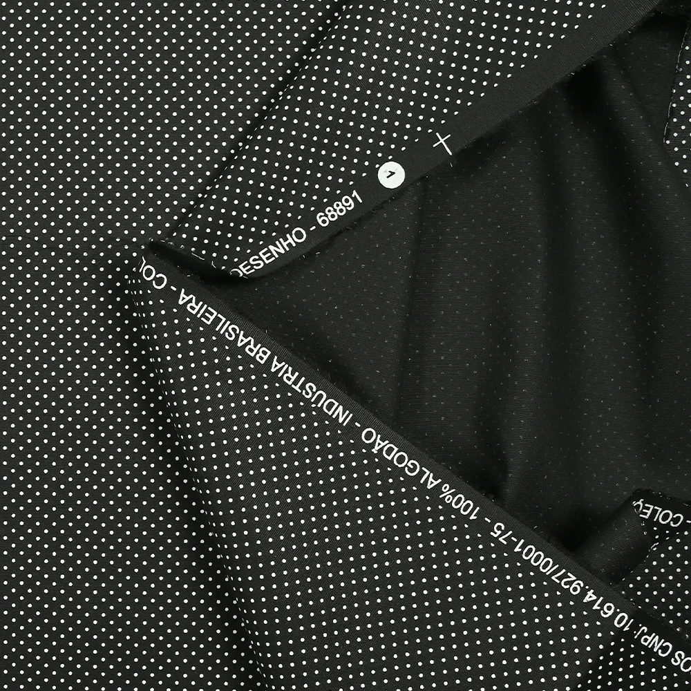 Coton imprimé pois 1mm fond noir - Image 5